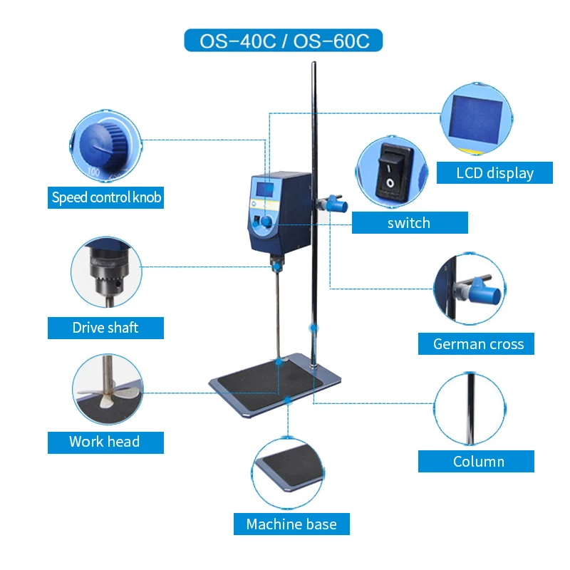 220V Laboratory Powerful 60W Electric Mixer Overhead Mixer 20L 100