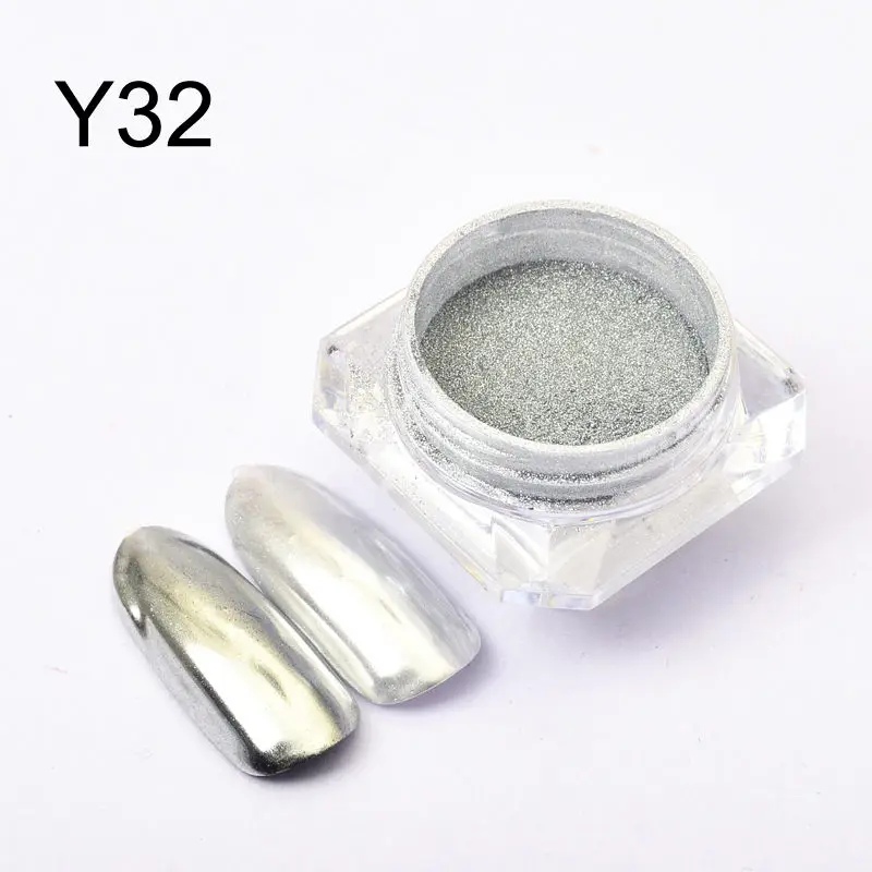 Y32 YZWLE, 11 цветов, 0,5 г, зеркальный блеск для ногтей, порошок, металлический цвет, УФ-гель для дизайна ногтей, полировка, хромированные хлопья, пигментные, пылевые украшения - Цвет: Y32