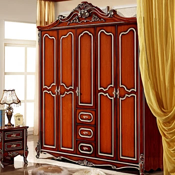 

high quality classic solid wood 5 door bedroom wardrobes for sale