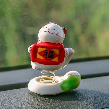 

Car Ornament Spring Lucky Cat Decoration Doll Home Furnishings Cute Automotive Interior Dashboard Mascot Figure Ornaments Gift