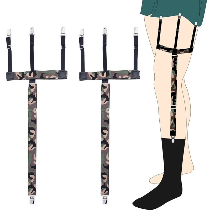 Camouflage Garters Shirt Stays Holder Woman's Duck Clips Shirt Braces
