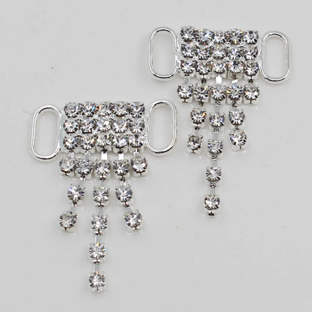 Мода 10 шт. 10*35 мм серебро блестящее бикини со стразами разъем/пряжка металлическая цепь для плавания одежда бикини decorstion