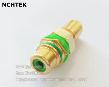 

NCHTEK RCA Female to Female Feed through Panel Mount Connectors , Green Ring, Gold , Free shipping/10PCS