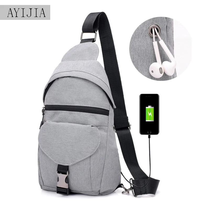 

Men's USB Charging Shoulder Messenger Bag Large Capacity Fitness Outdoor Travel Bag Wearable Waterproof Oxford Bag Ms. Handbags