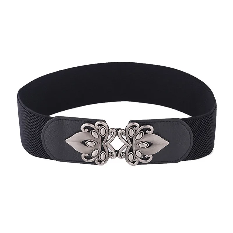 Retro Totem Wide Waistband Elastic Stretch Dress Waist Belt Buckle band ladies Belts for women Fashion Accessory 40FE0512