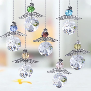 

H&D Crystal Guardian Angel Suncatcher Window Pendant Ornaments Hanging Rainbow Maker Ball Prisms for Home Decor (Multi-7pcs)