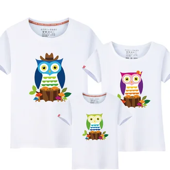 

Children's Clothing New Fashion Family Clothes Combining Owl Style High Quality Summer Cartoon Casual Matching Outfits T-Shirts