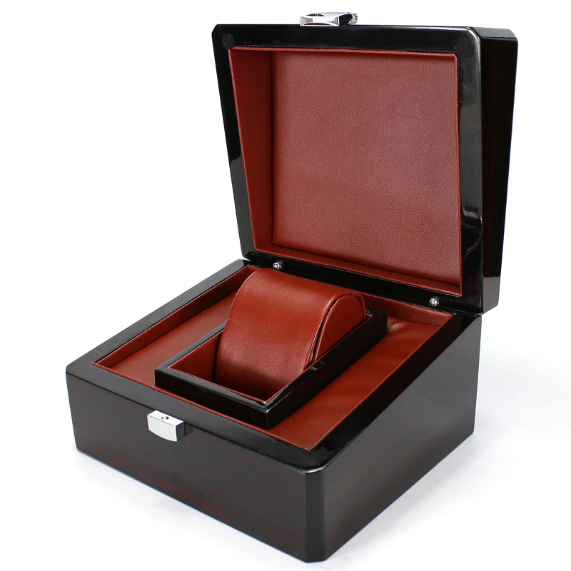 

High-grade Wooden Black And Dark Red Elegant Durable Watch Display Box Watches Case Jewelry Storage Holder Organizer