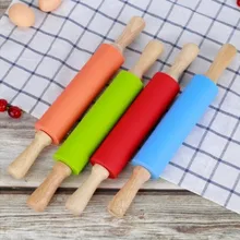 1 шт. 29,5 см антипригарная деревянная ручка, силикон скалка украшение дома Kitichen кухонные инструменты для выпечки