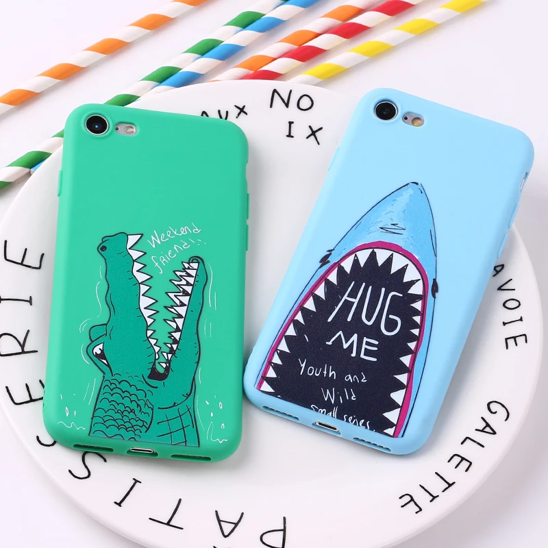 

Funny Crocodile Shark Cartoon Soft TPU Silicone Matte Case Fundas Coque Cover For iPhone 11 6 6S 5 SE 8 8Plus X XS Max 7 7Plus