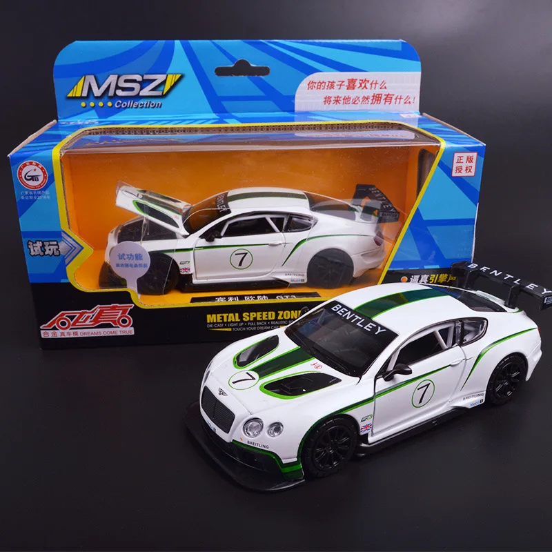 

1:32 Diecast Metal Car Model Toys For Bentley GT With Pull Back Function Electronic Toy With Simulation Light And Music kid Toys