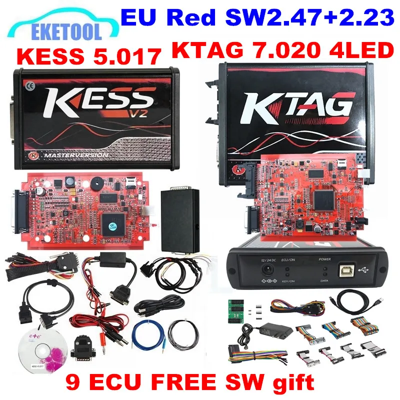 

DHL FAST KESS V2.47 KTAG V2.25 7.020 4LED Red PCB EU Version KESS 5.017 V2.47 Chip Tuning K-TAG V7.020 Online Version