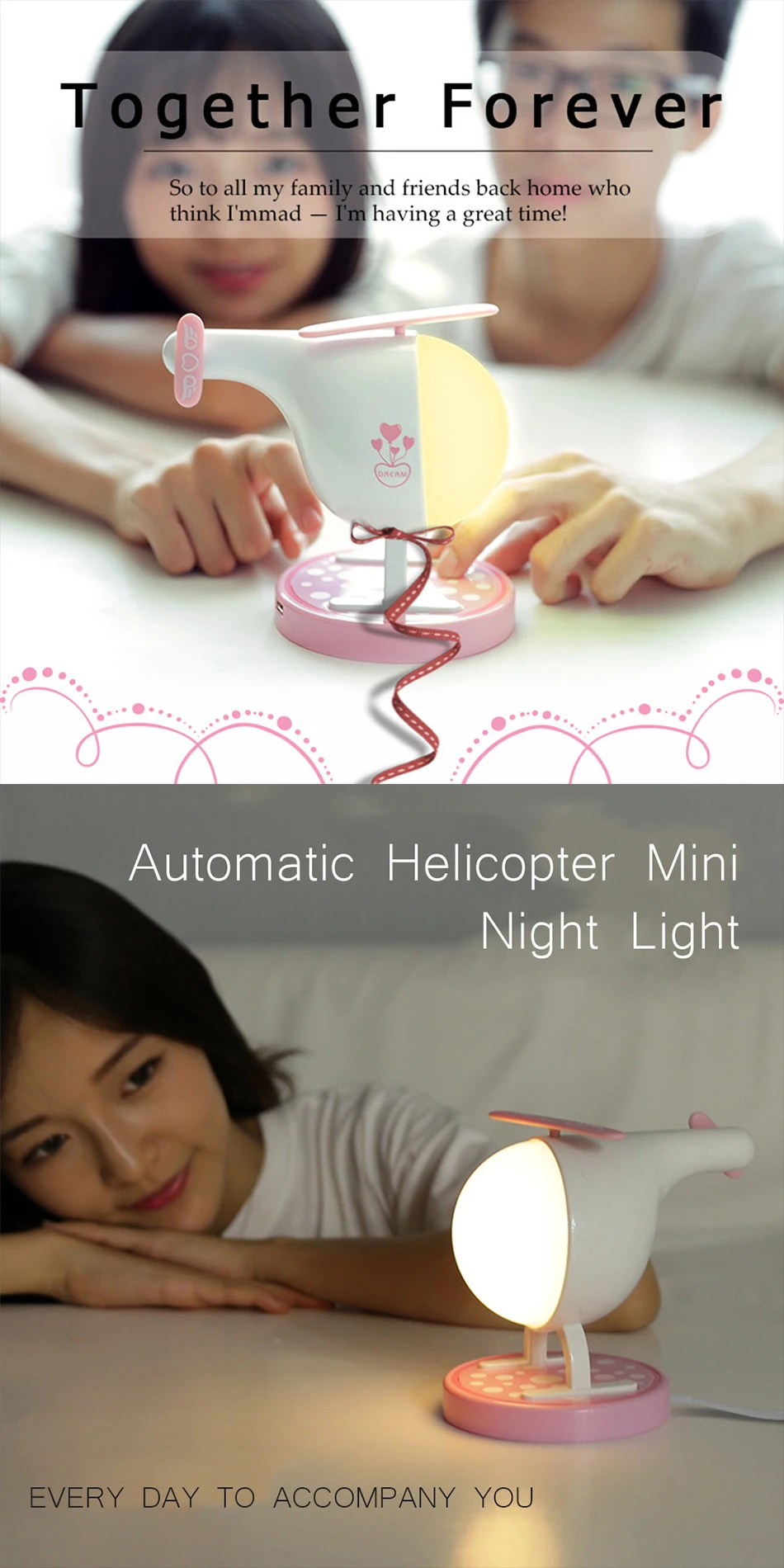 TTLIFE Ночные Огни Портативный Вертолет Дизайн Автоматическое Изменение Цвета Лампы Ночники для Детей Подарок USB для Зарядки Телефона