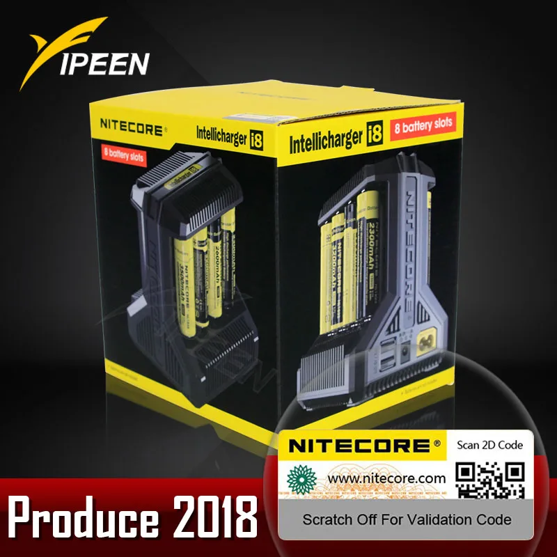 Интеллектуальное зарядное устройство Nitecore i8 с 8 слотами выход 4A умное для IMR18650 16340