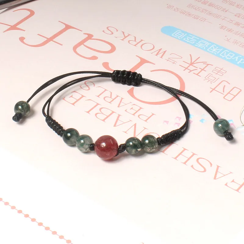 

Natural Lucky Strawberry Crystal Stone Braided Bracelet Girls' Present All-match Simple Bracelet