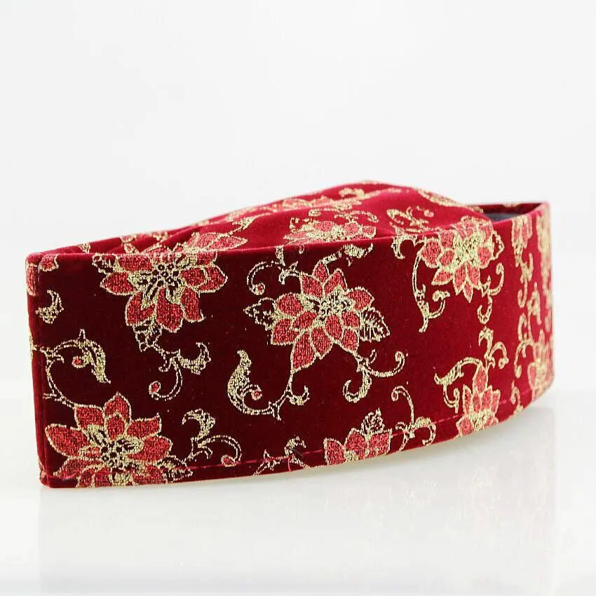 

Red Islam Cap Muslim Ceremonial Hat Bronzing Wedding Men Muslim Wedding Boat Cap Male Islamic Pray Hat Malaysia Embroidery Caps
