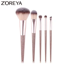 5 pcs de Alta Qualidade Pincéis de Maquiagem ZOREYA Rosa Punho De Madeira Em Pó Mistura a Sombra do Olho Brow Pincel de Base Para O Rosto Make up