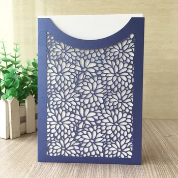 

40Psc/Lot Pearl Paper 2019 New Classic Style Birthday Party Wedding Invitations Cards Laser Cut Flower Pattern Pocket design