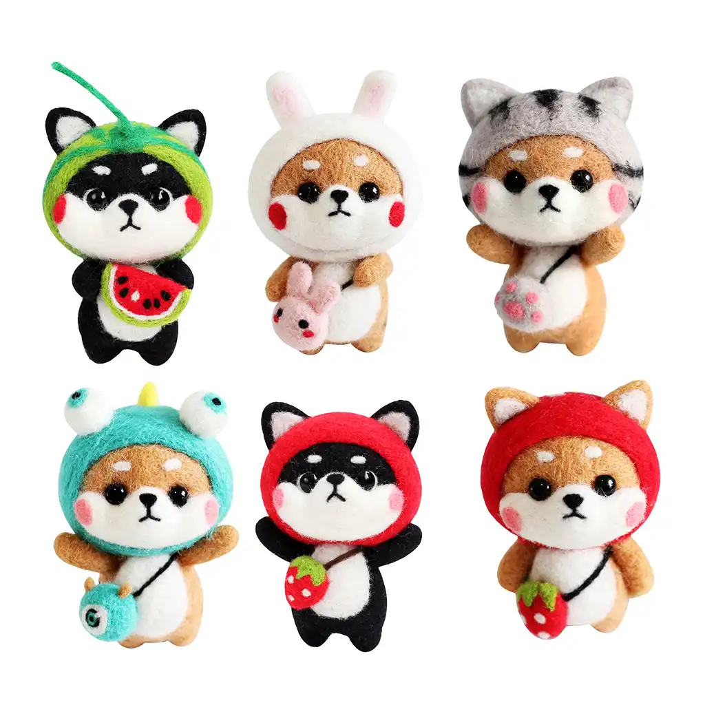 3 Set Lovely Dog Needle Felting Starter Kits Felting Wool Needles Hand Spinning DIY for Beginners Kids Craft