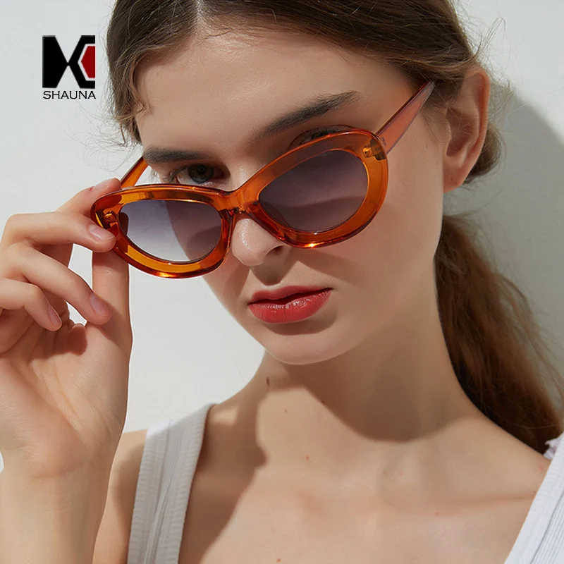 

SHAUNA Transparent Frame Champagne Cat Eye Sunglasses Women UV400