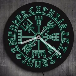 Vegvisir компас Викинги символ руны светодиодный Неоновые Настенные часы Викинг скандинавский современные настенные часы с светодиодный