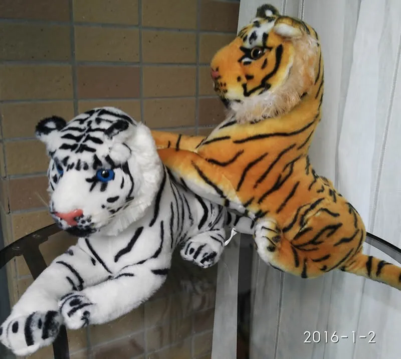 Бесплатная доставка 1 компл. 30 см = 11.8 "подражать истинной тигр белый и желтый Моделирование Тигр чучело Плюшевые игрушечные лошадки для