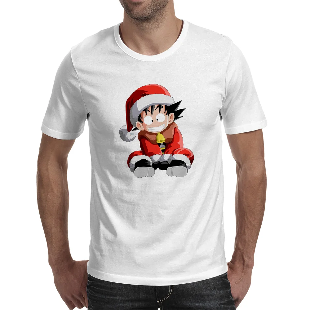 Футболка с драконом и Санта-Клаусом Goku Merry Christmas, повседневная крутая футболка в стиле хип-хоп, модная спортивная футболка унисекс