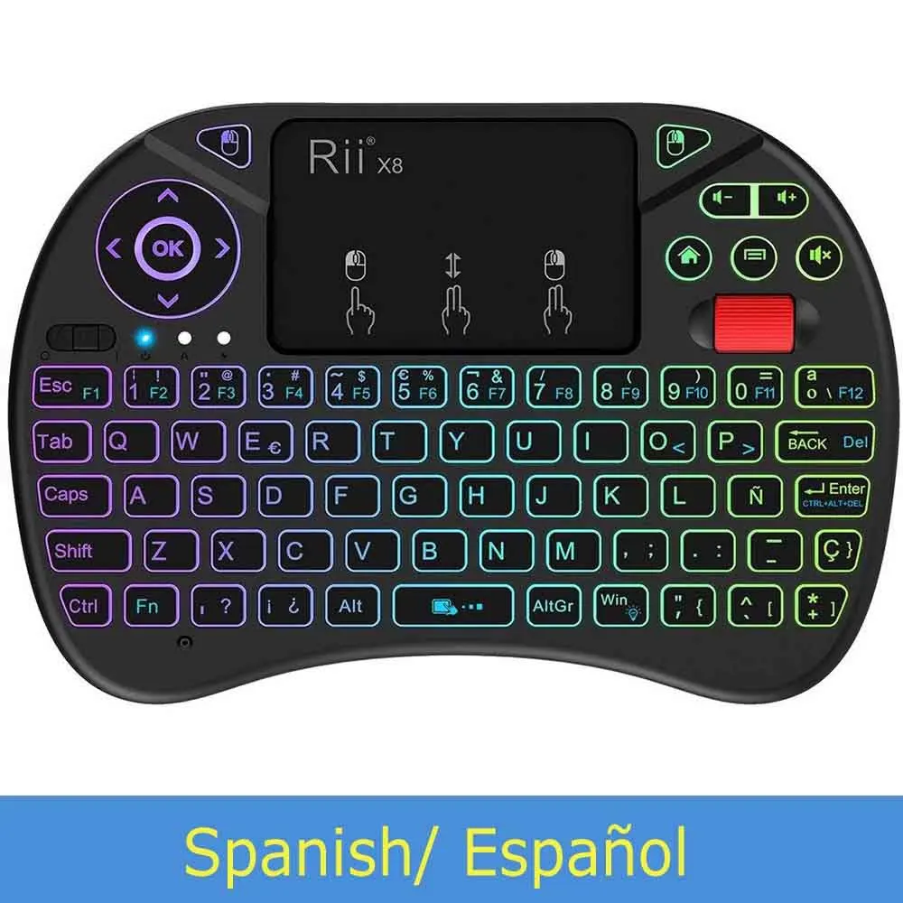 Беспроводная клавиатура Rii i8x rgb 2 4 ГГц с подсветкой Воздушная мышь x8 ручной тачпад
