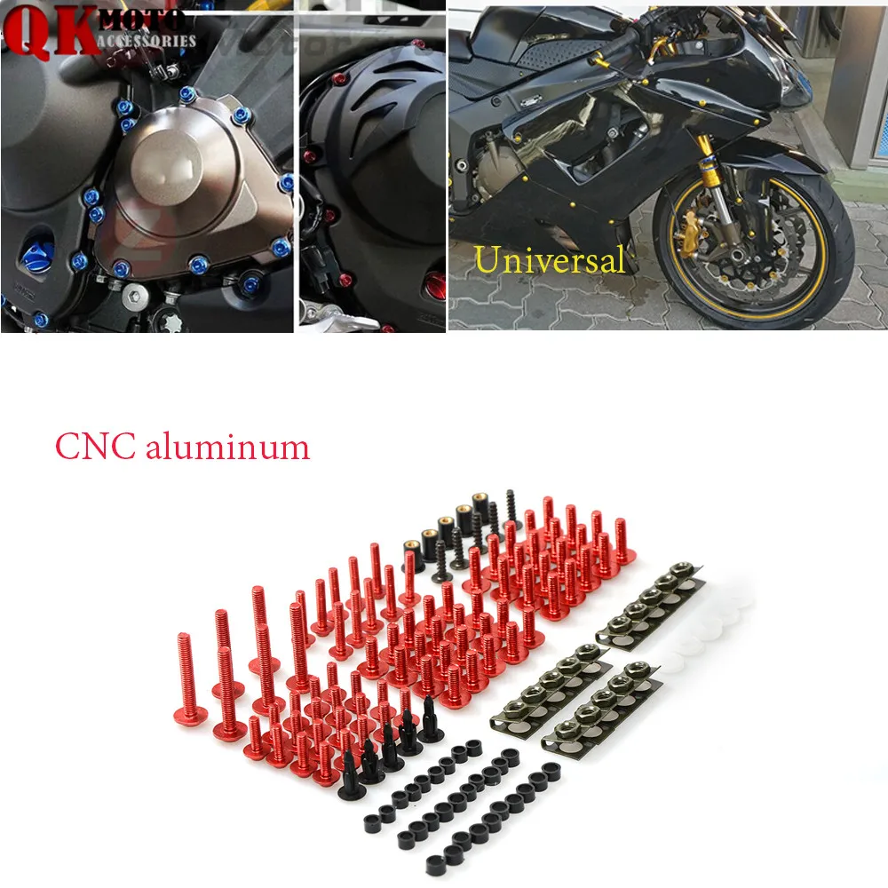Universal Motorcycle Sportbike Fairing Bolt Kit Body Fasteners Clips