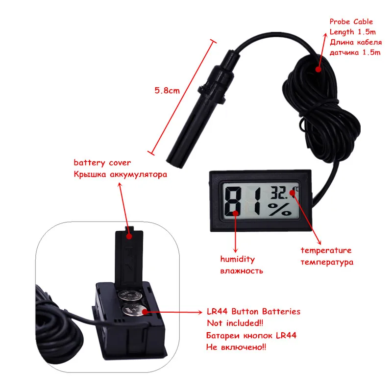 Лидер продаж-50~ 70C 10%~ 99% RH ЖК-цифровой термометр гигрометр Измеритель температуры и влажности Скидка 40