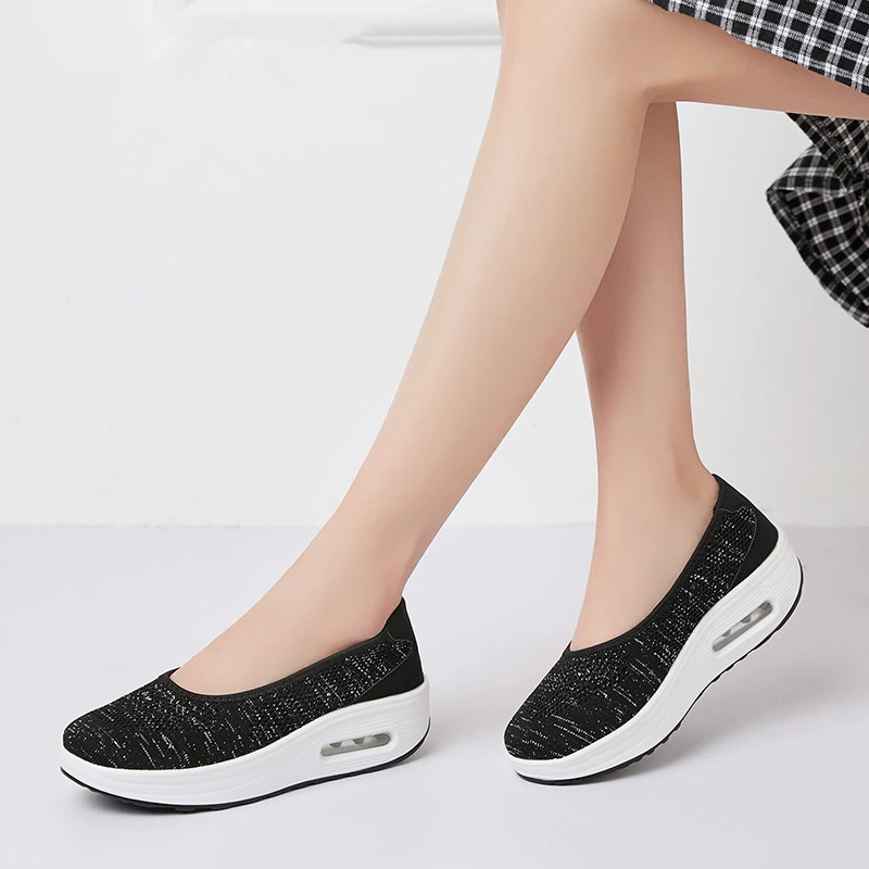 

MIUBU 2019 Spring Women Flats Shoes Breathable Mesh Casual Shoes Woman Loafers Flats Heels Creepers Ladies Platform Sneakers