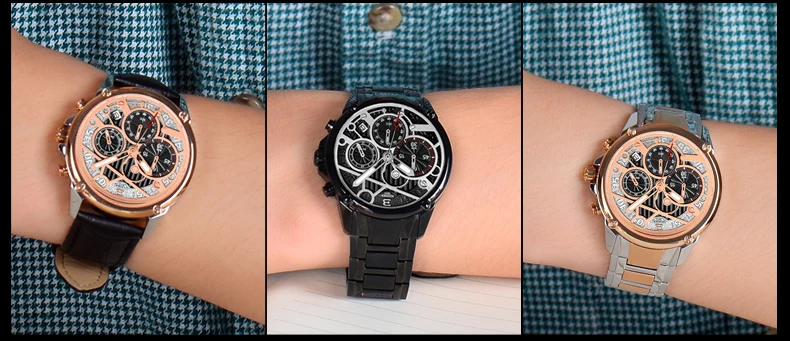 Спортивные мужские часы с хронографом, люксовый бренд Бингер, кварцевые часы, военные часы с ремешком из нержавеющей стали, многофункциональные B-6008