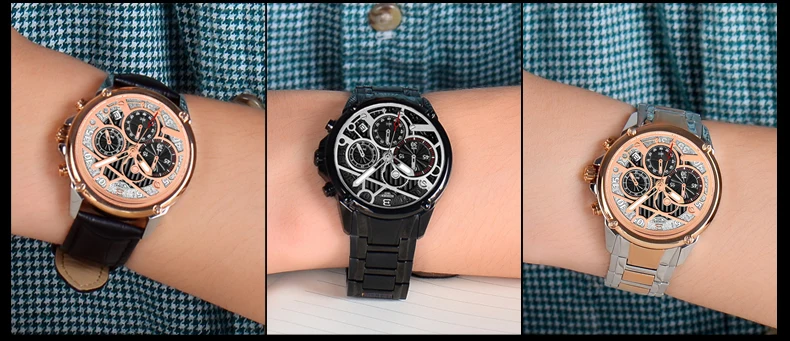 Chronograph Sport Men Watches BINGER Luxury Brand Watch Quartz Watch Military Clock Stainless Steel