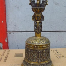 Bi002147 14." Тибет Тибетский Буддизм Храм Бронза Медь Ваджра Король Талисман Белл