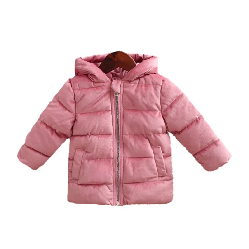 

Winter children outerwear down parkas kids hooded fleece coats solid color unisex 2-6t children parkas