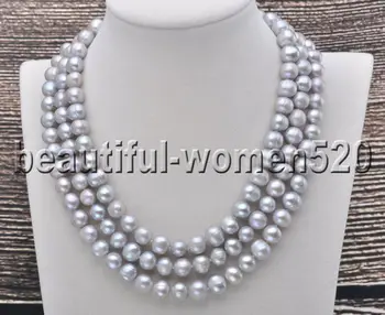 

Z7470 10mm Gray Round Freshwater Cultured Pearl Necklace 50inch