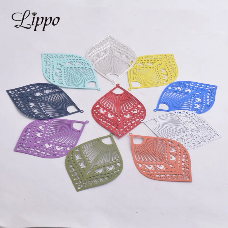 

30pcs AB3892 39*59mm Large fan-shaped Filigree Charms Big Statement Earrings Charms Earrings Accessories Pendants Connectors