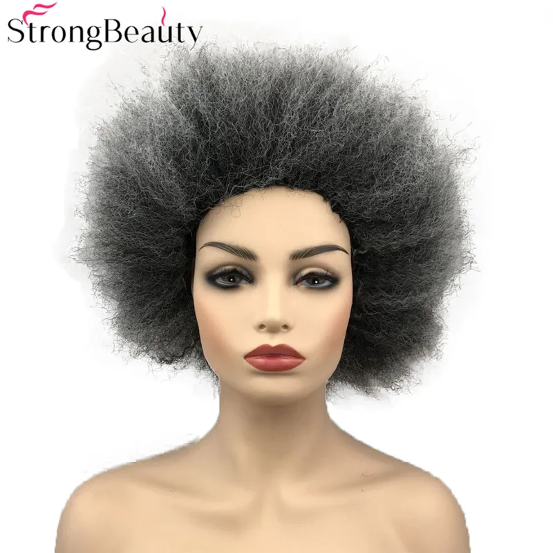

StrongBeauty Afro Short Wigs Kinky Straight Costume Halloween Dress Up Party Synthetic Hair