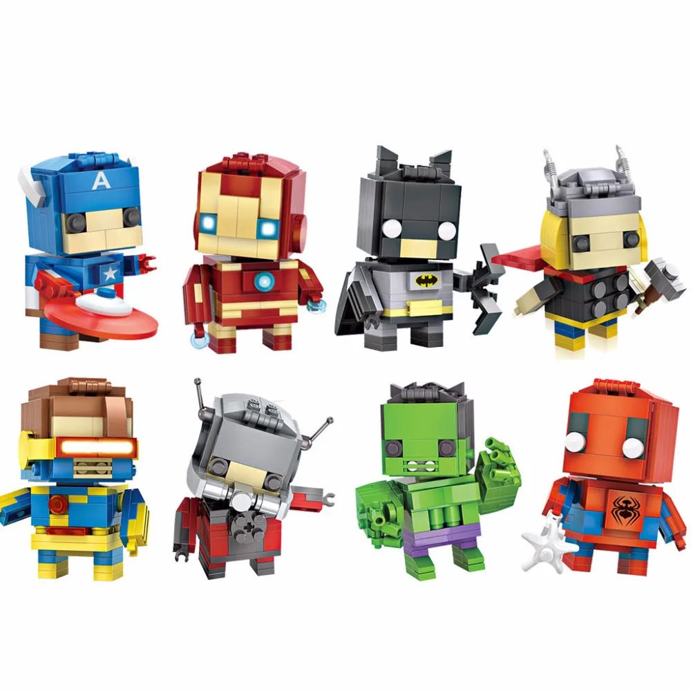 

Big head dc avenger super heroes marvel mini block captain america ironman spiderman batman thor hulk Cyclops stacking brick toy