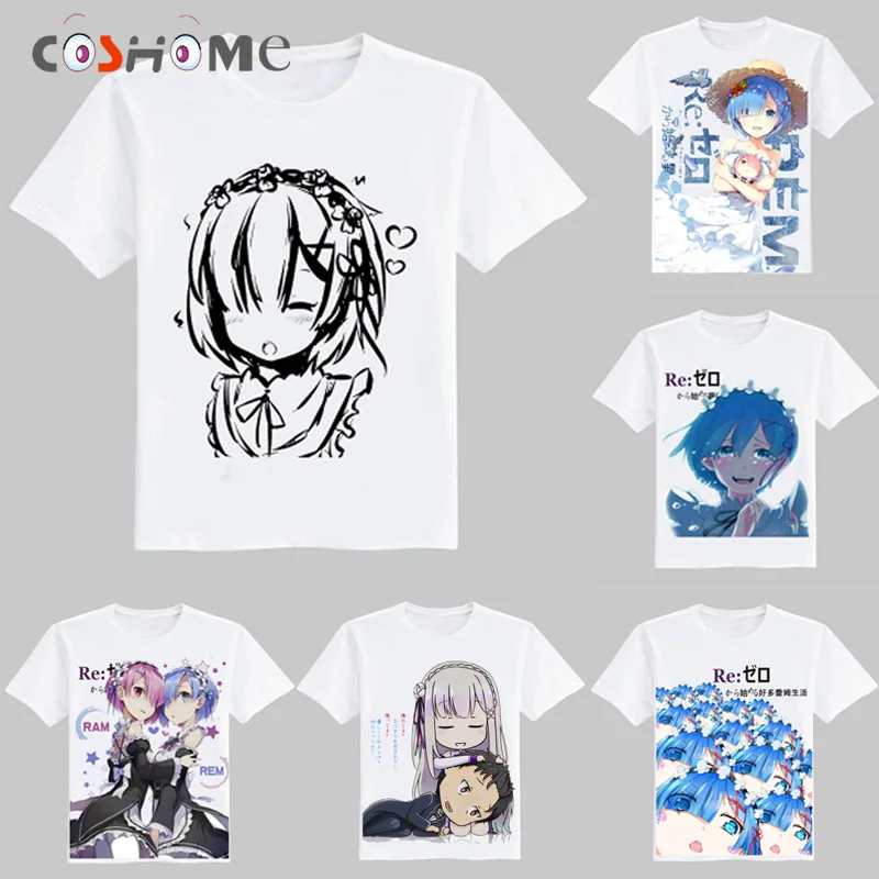 Футболка для косплея Coshome Re: Zero Kara Hajimeru Isekai Seikatsu Ram Rem мужские и женские футболки с