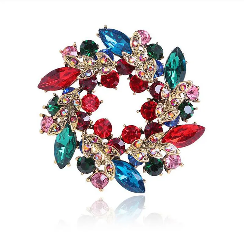 

Krazylee Luxury high quality Crytsal Flower Brooches For Women Wedding Fashion Shining Pins Vintage Elegant Brooch Pins New E822