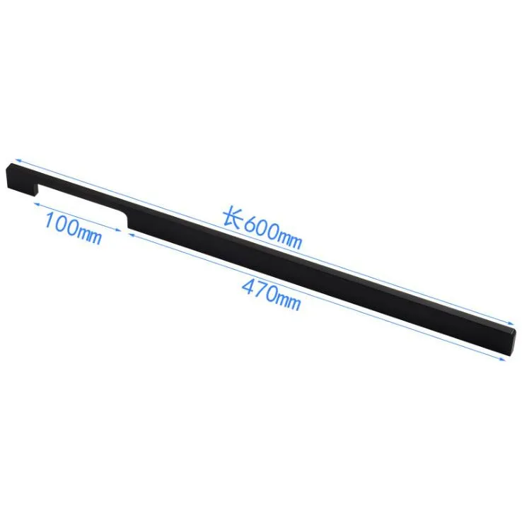 LCH Твердый алюминиевый сплав вытяжной супер большой размер ручка шкафа черная отделка шаг отверстия 1000 мм алюминиевый цвет - Цвет: Length 600mm