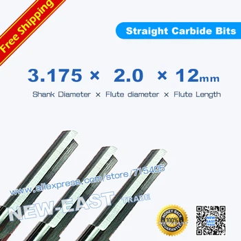 

10pcs 3.175*2.0*12MM 2 Straight Flute Milling Cutter, CNC Engraving Tools, Wood Router Bits, Carving Foam, EVA, Plywood, MDF,PVC
