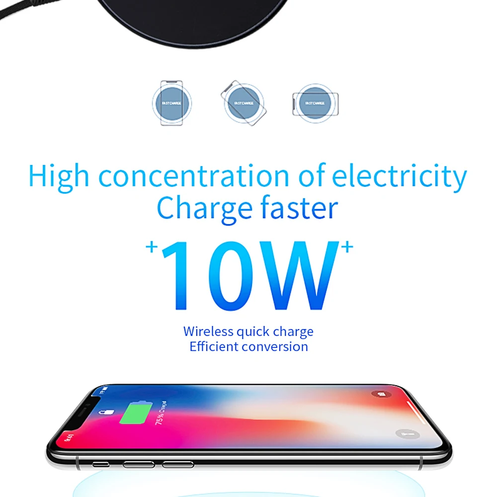 KUNFINE 10W Qi Wireless Charger for iPhone X8 Visible Fast Wireless Charging pad for Samsung S9S9+ S8 Note 9 9+ 8 Xiaomi Huawei 5 Colors  (4)
