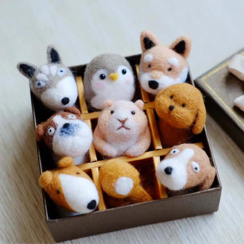 Set Non finished Cats Wool Kit Felting Poke DIY Felt for Needles