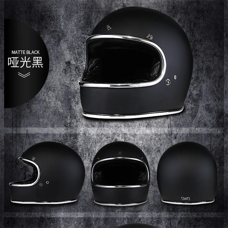 Стекловолоконный Полнолицевой мотоциклетный шлем chopper moto rbike гоночные шлемы высокого качества винтажные Ретро мото шлемы