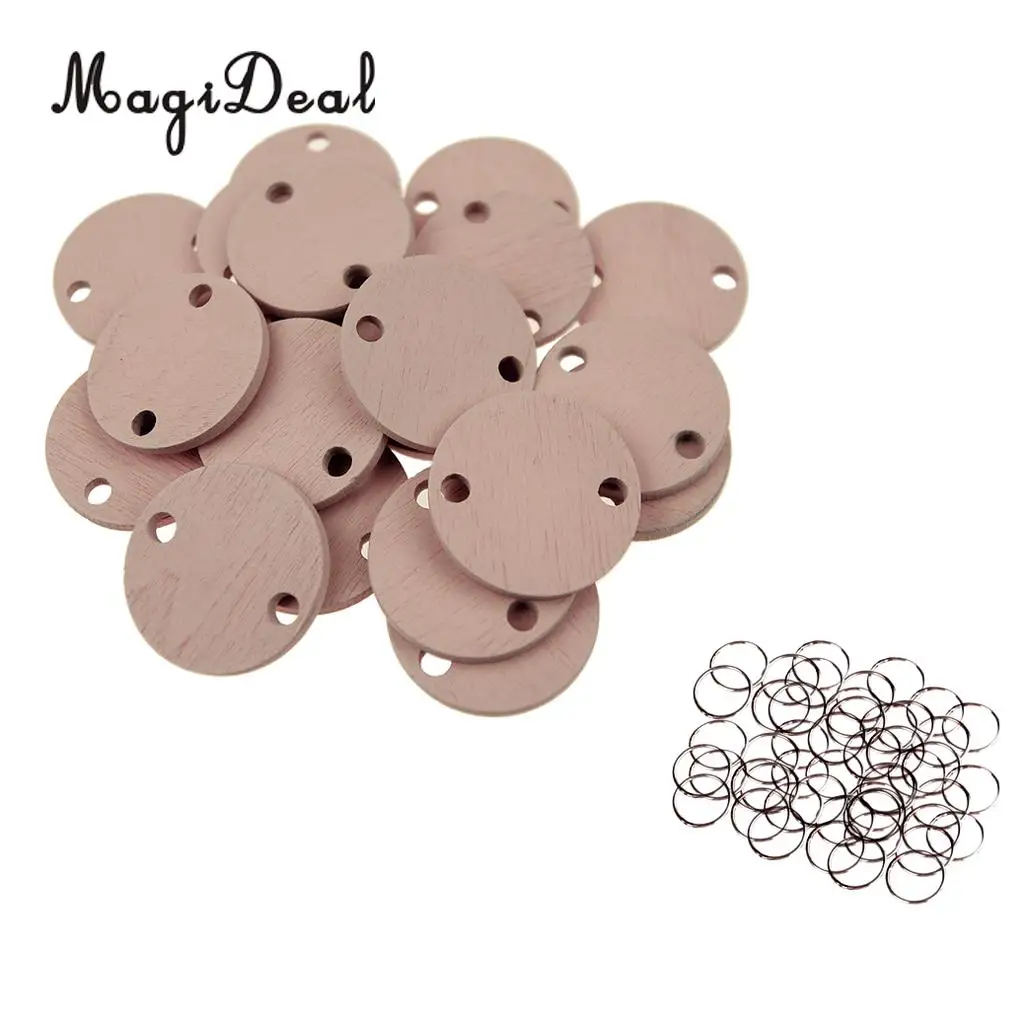 

MagiDeal 50 Pieces Solid Round Wooden Chips Circles Discs Board Tags Craft Light Pink
