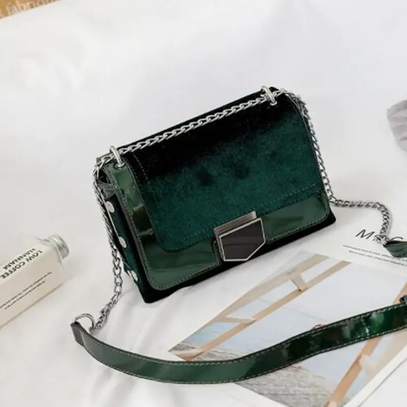 

2019 Retro Fashion New Women Handbags Women's Designer Handbag High-quality Velvet Women bag Chain Shoulder bag Phone Square bag