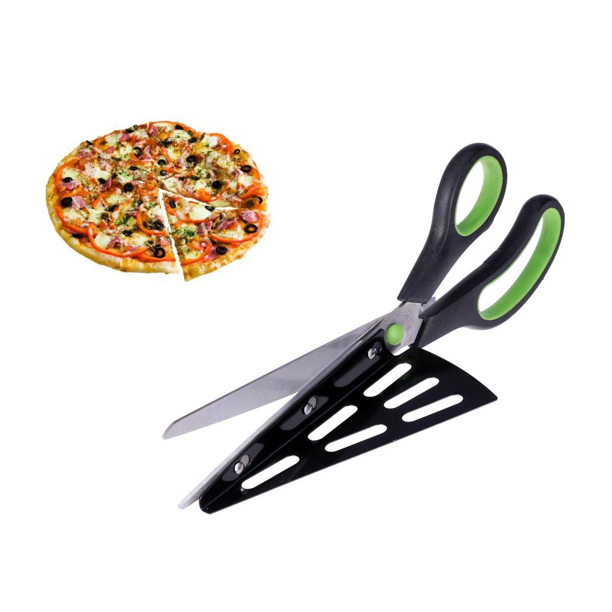 

1 PC Practical Pizza Scissor Multifunctional Stainless Steel Pizza Cutter Slicer Baking Tool Home Kitchen Accessory (Green/Red)