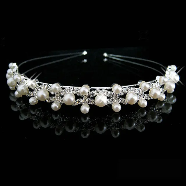 New Shiny Crystal Rhinestone Pearl Headband Silver Wedding Party New Shiny Crystal Rhinestone Pearl Headband Silver Wedding Party Tiara Hair Bands Bridal Accessories Flower